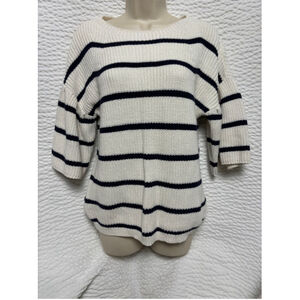 Women's Loft Sweater, Size S, Off-white & Navy